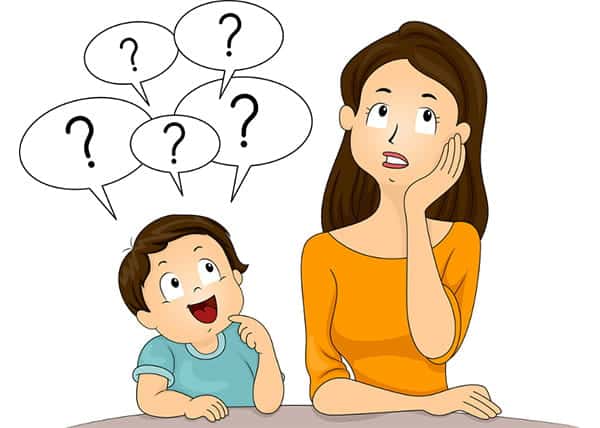 Curious toddler asking many questions