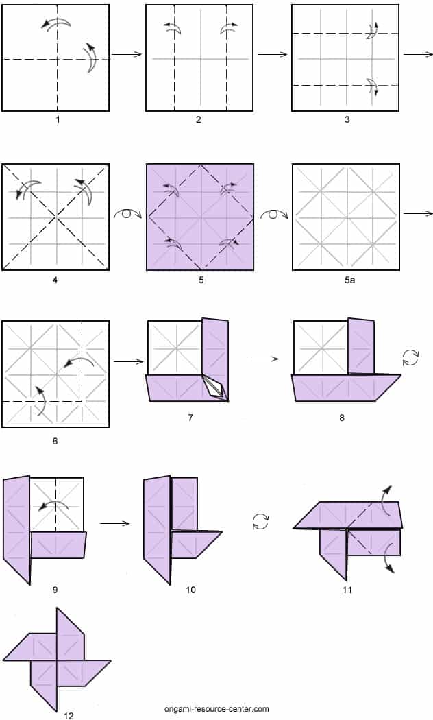 Diagram Origami Vjetrenjače od papira