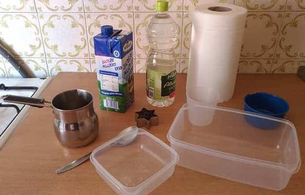 Homemade Plastic with Milk and Vinegar - Materials needed