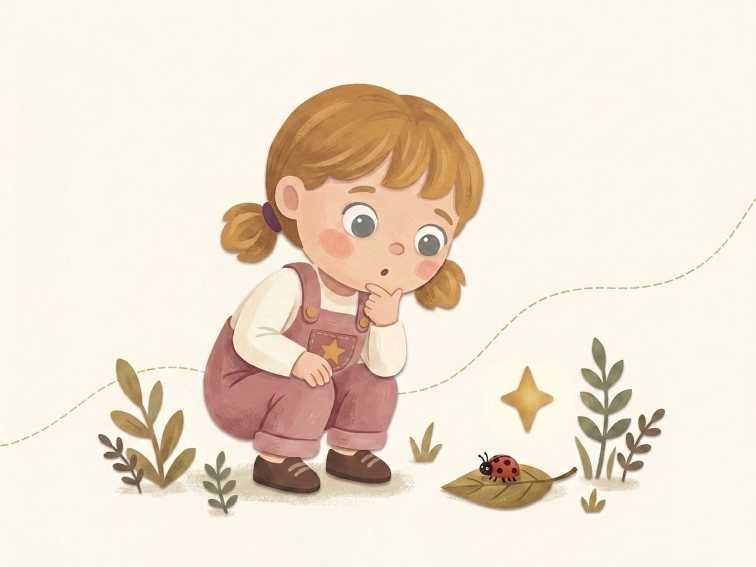 Papirnata ilustracija djeteta koje pažljivo promatra bubamaru - rana svjesnost o okolini kao znak nadarenosti kod djeteta