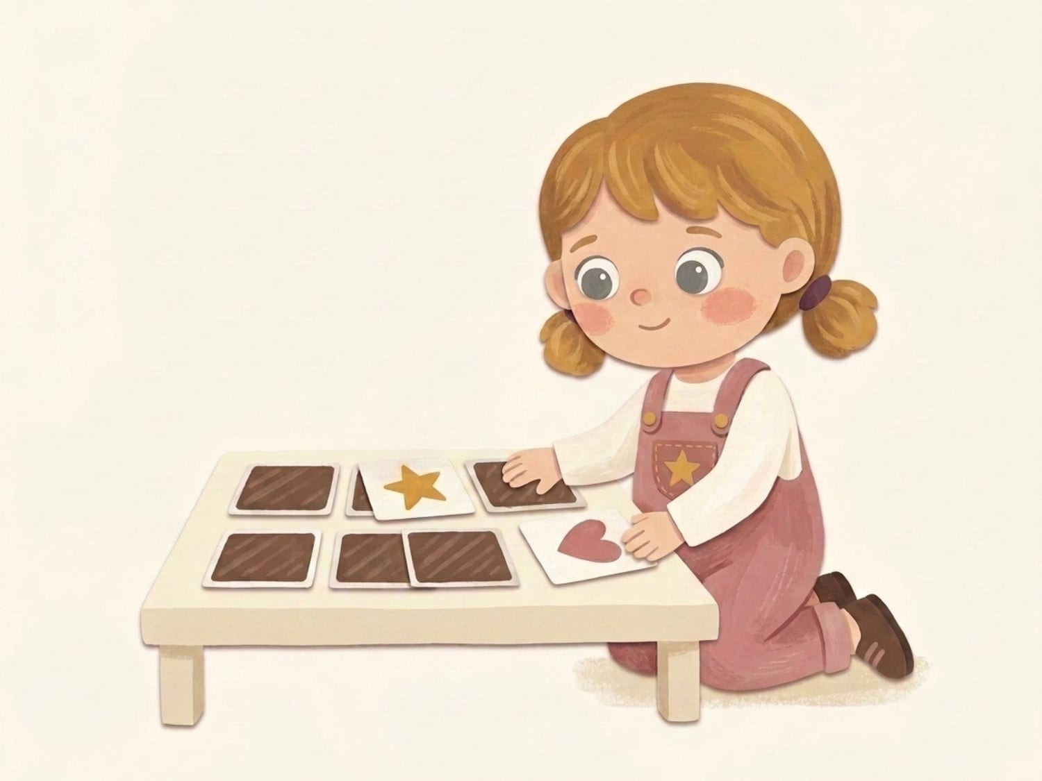 Papercut illustration of a child exercising working memory through a fun game of matching shapes -  memory training shouldn't be frustrating