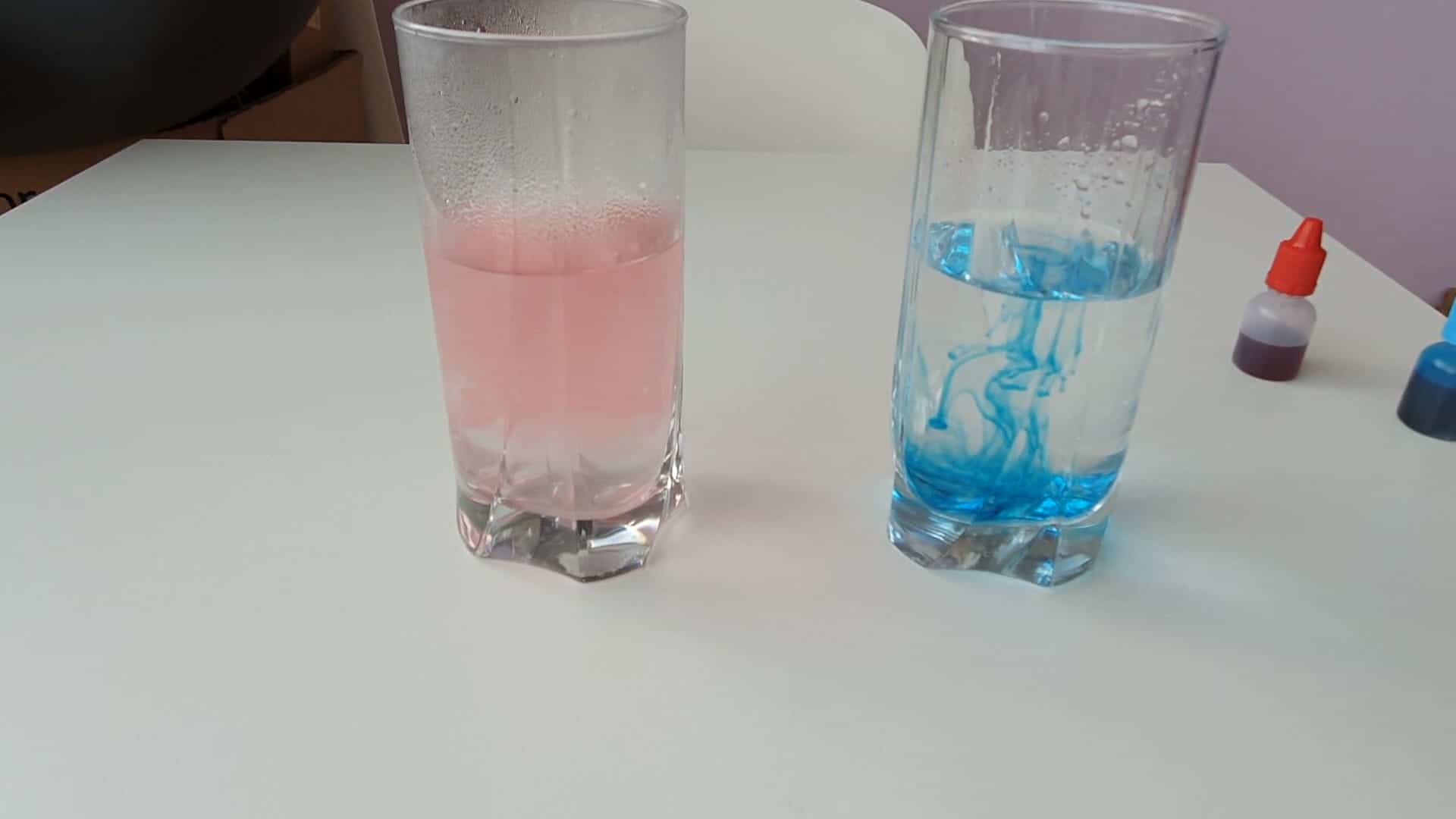Demonstrating diffusion with hot and cold water