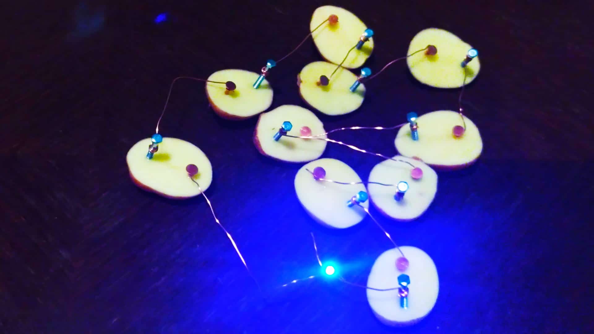 A homemade potato battery