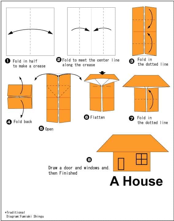 How to make Origami House - Diagram