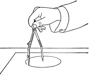 Drawing a circle on cardboard with a compass