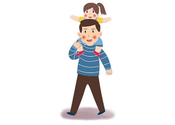 Toddler on fathers back