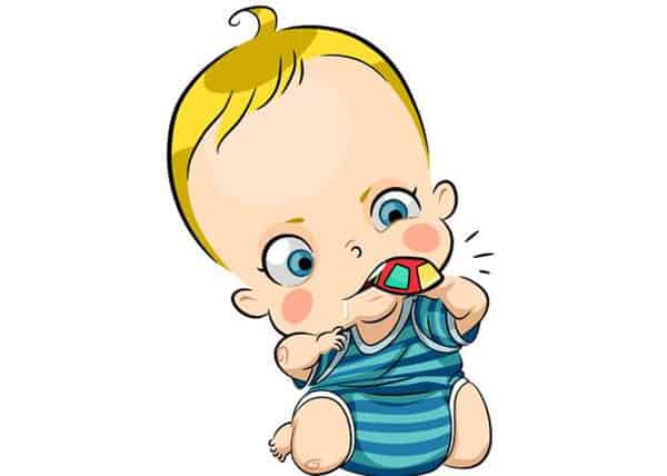 Toddler putting toys in mouth